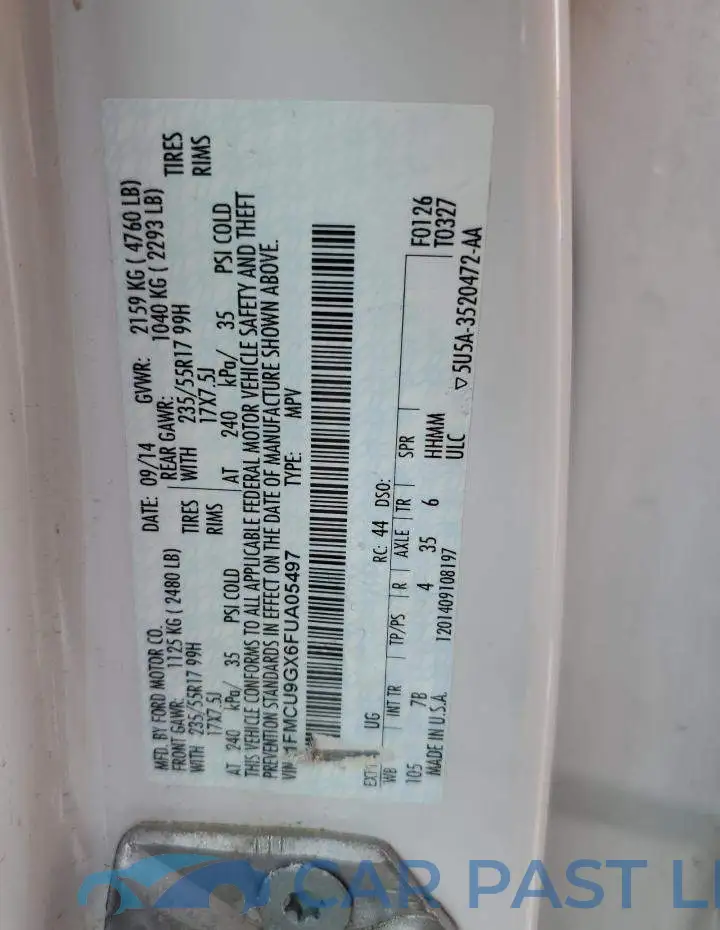 1FMCU9GX6FUA05497# 13
