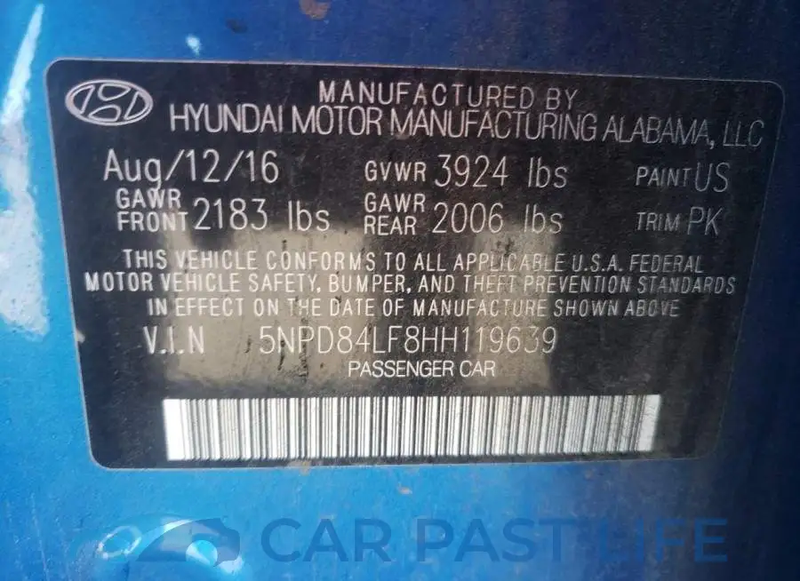 5NPD84LF8HH119639# 13