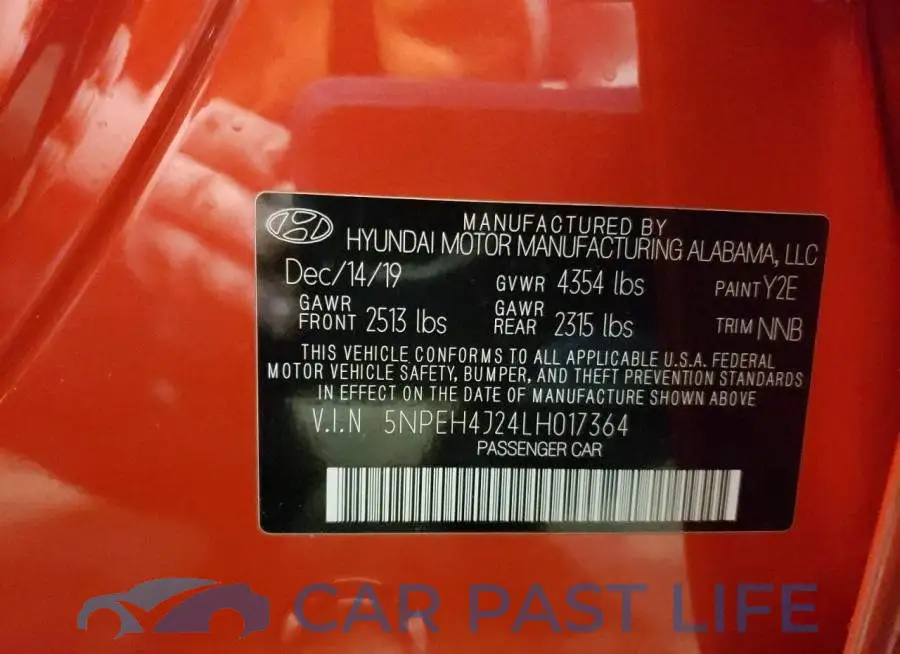 5NPEH4J24LH017364# 12