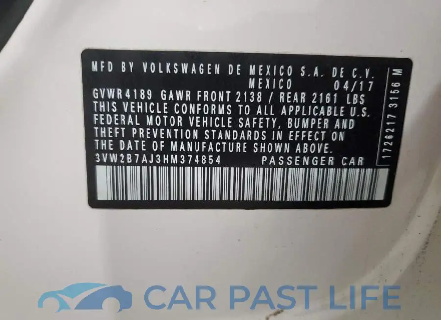 3VW2B7AJ3HM374854# 12