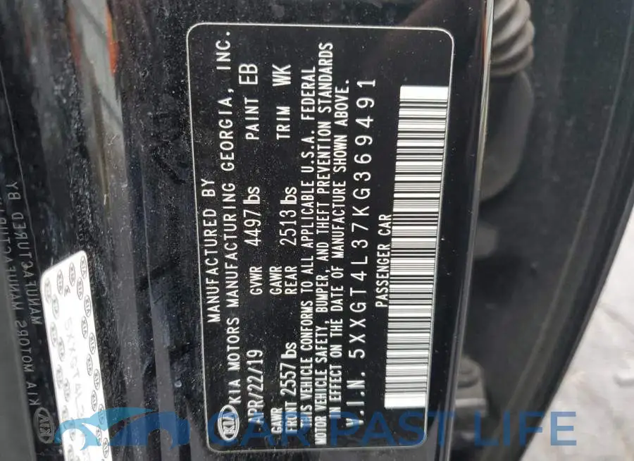 5XXGT4L37KG369491# 12