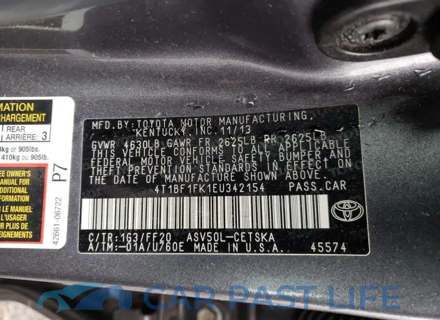 4T1BF1FK1EU342154# 12