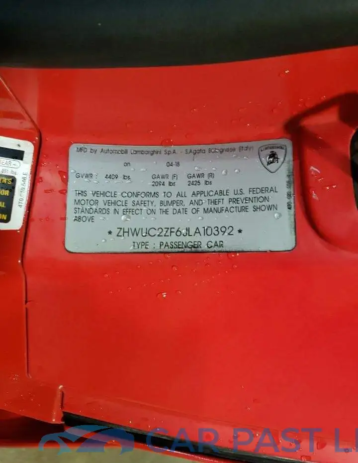 ZHWUC2ZF6JLA10392# 12