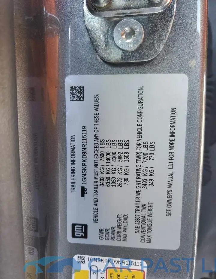 1GNSKPKD9NR115119# 13
