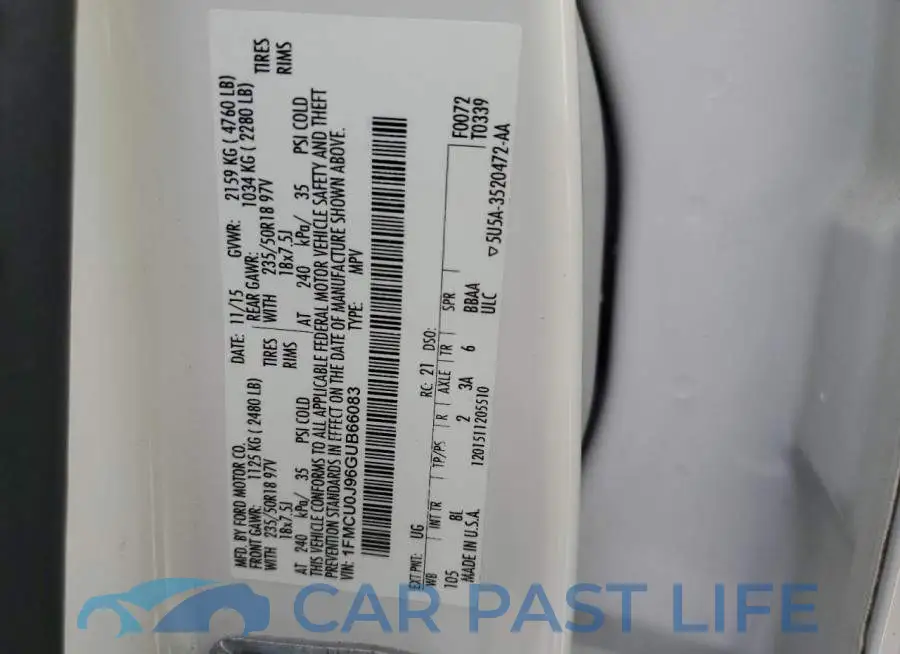 1FMCU0J96GUB66083# 13