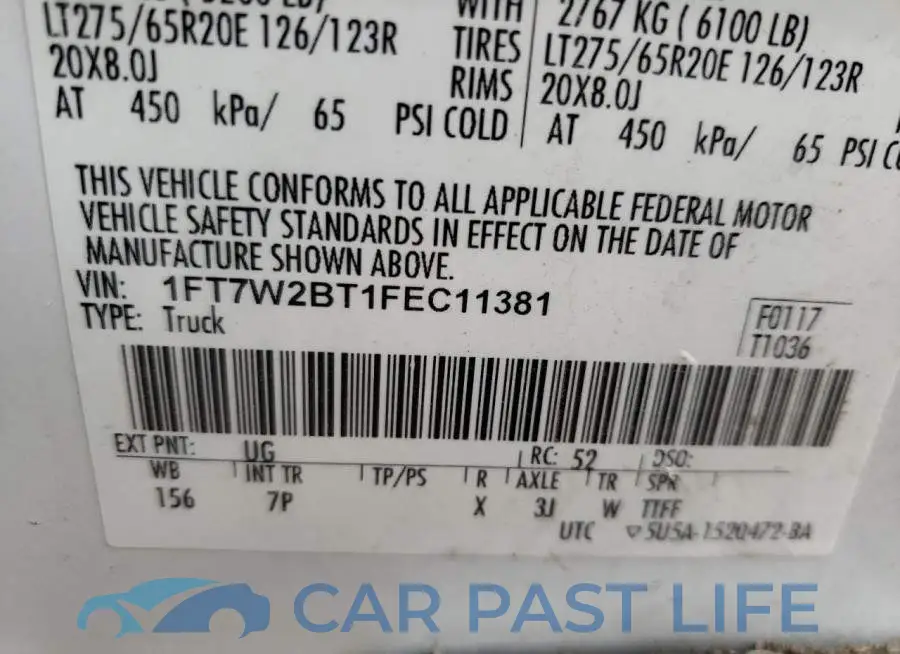 1FT7W2BT1FEC11381# 13