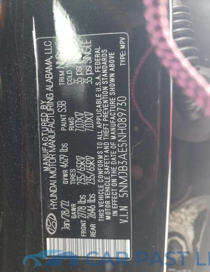 5NMJB3AE5NH089730# 13