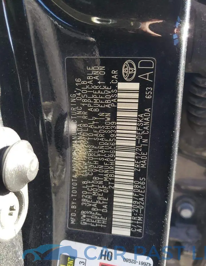 2T1BURHE9GC659339# 12