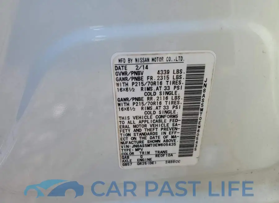 JN8AS5MT0EW605435# 13