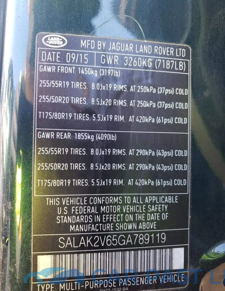 SALAK2V65GA789119# 12