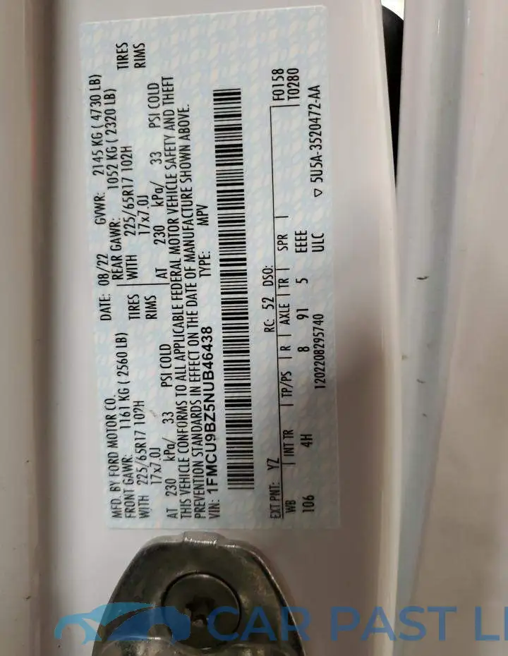 1FMCU9BZ5NUB46438# 12