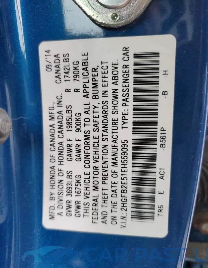 2HGFB2E51EH559095# 12