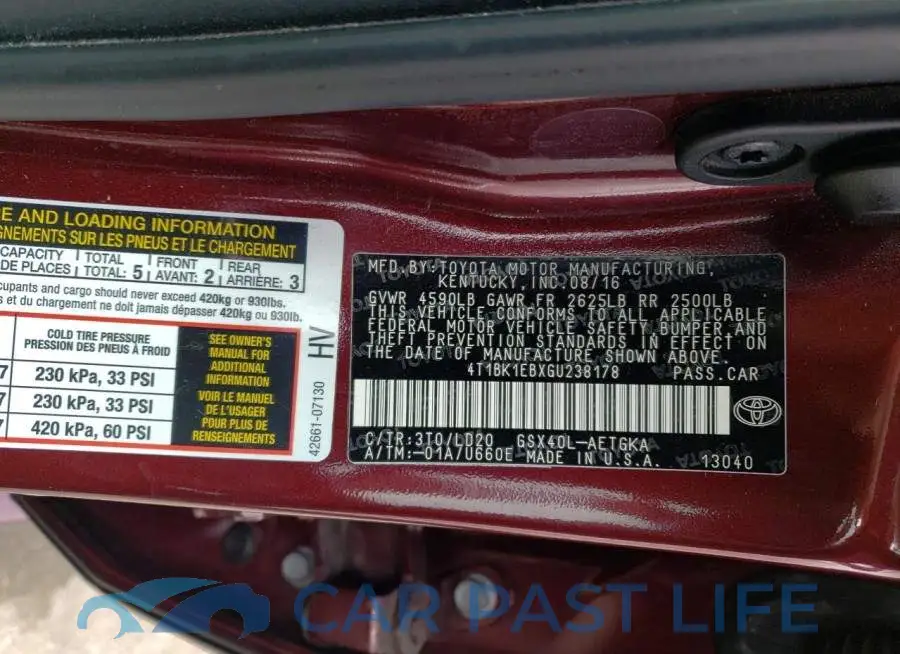 4T1BK1EBXGU238178# 12