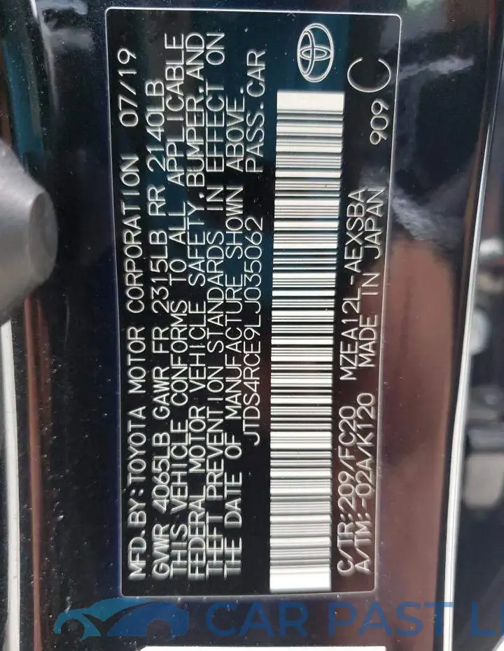 JTDS4RCE9LJ035062# 12