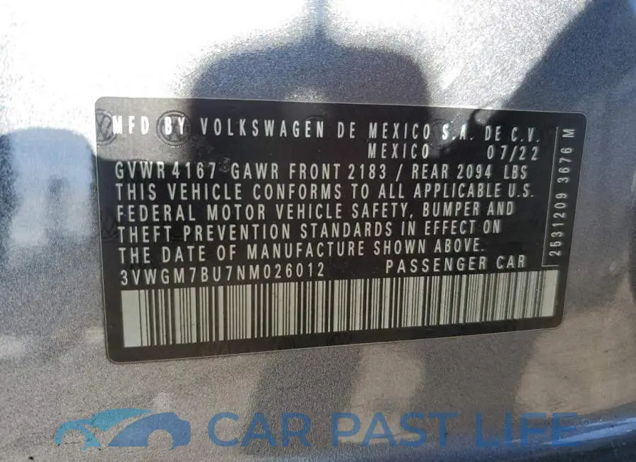 3VWGM7BU7NM026012# 12
