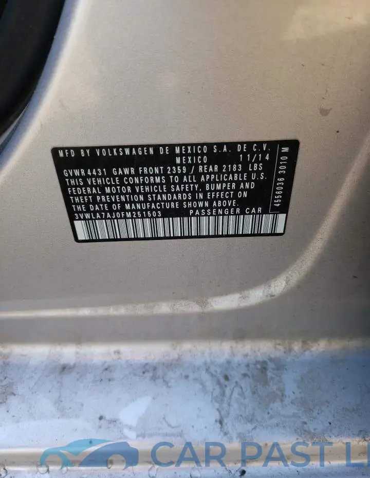 3VWLA7AJ0FM251503# 10