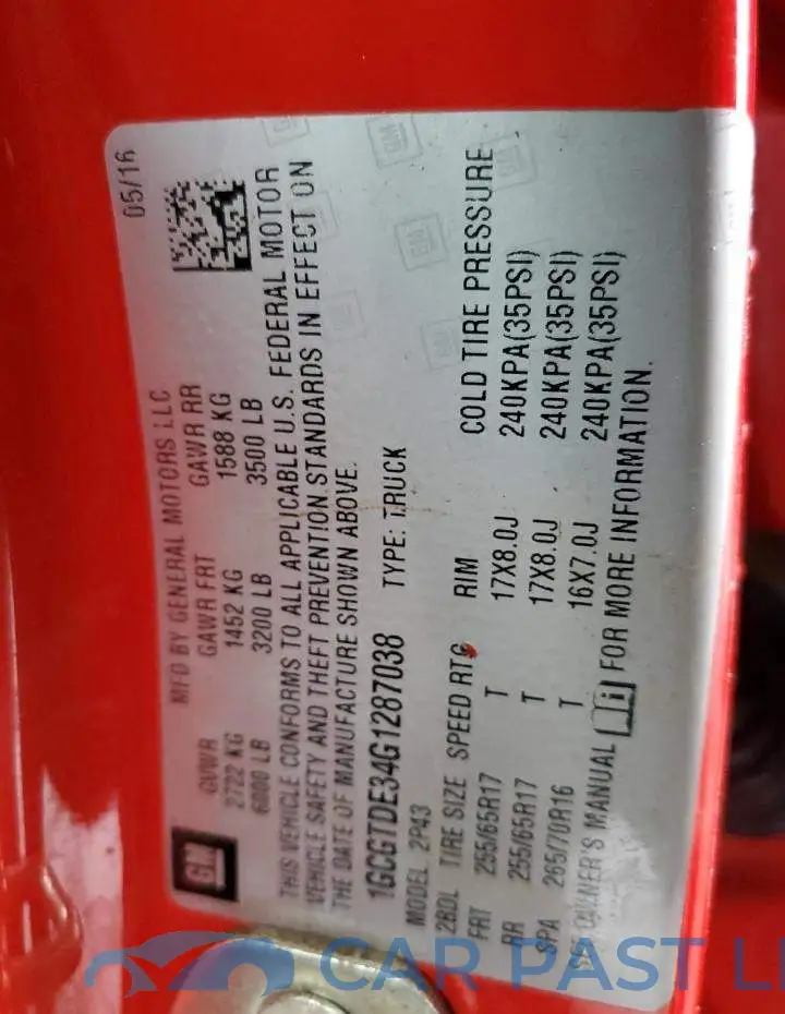 1GCGTDE34G1287038# 13