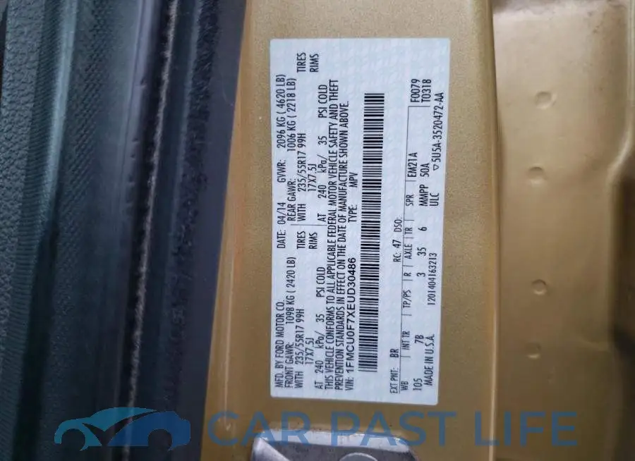 1FMCU0F7XEUD30486# 13