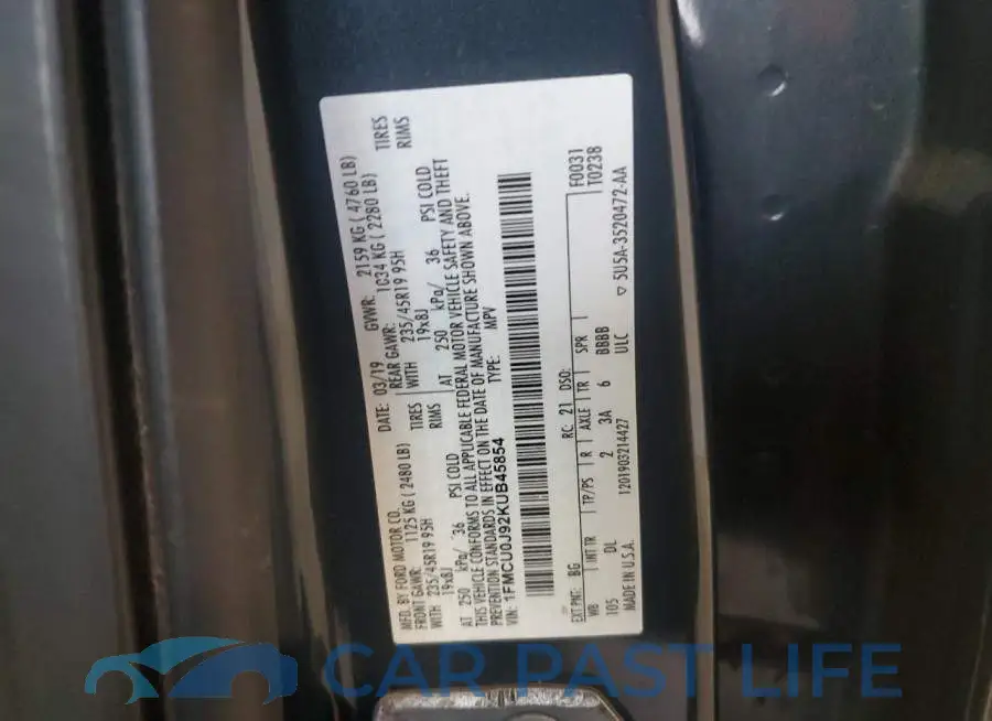 1FMCU0J92KUB45854# 13