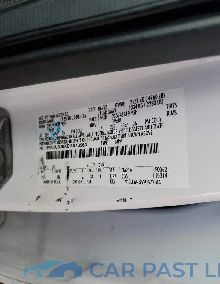 1FMCU0J9XEUA13963# 12