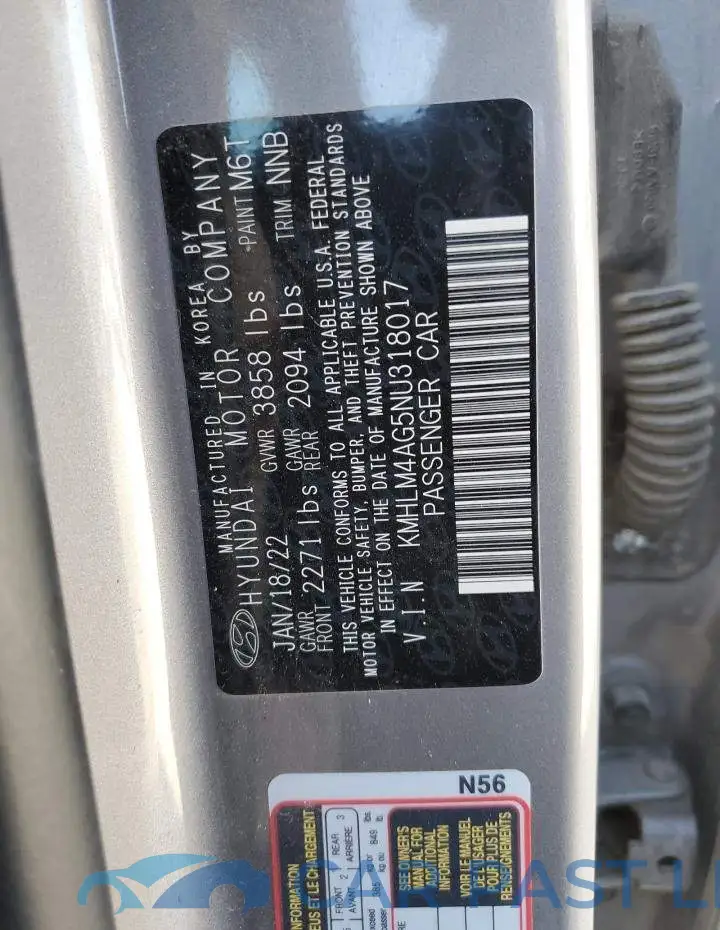 KMHLM4AG5NU318017# 12