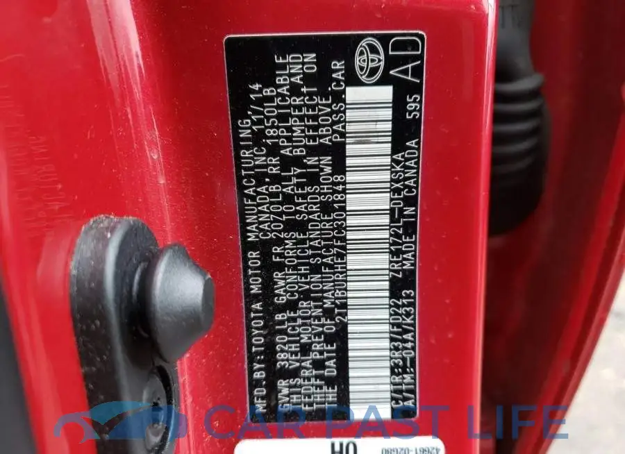 2T1BURHE7FC301848# 13