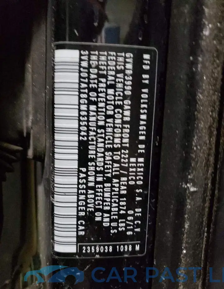 3VWJ07AT8GM635042# 12