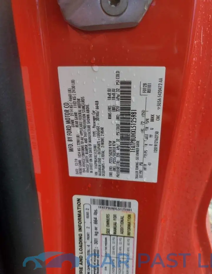 1FATP8UHXL5125981# 12