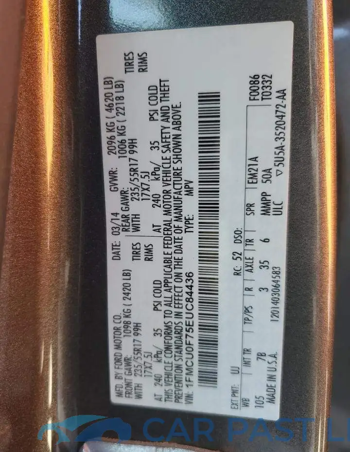 1FMCU0F75EUC84436# 14