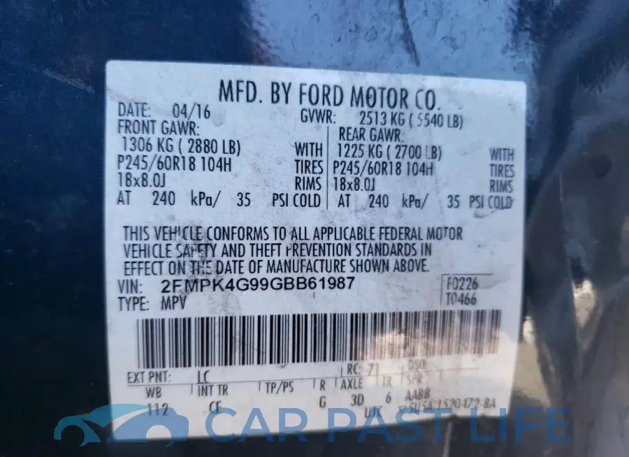 2FMPK4G99GBB61987# 12