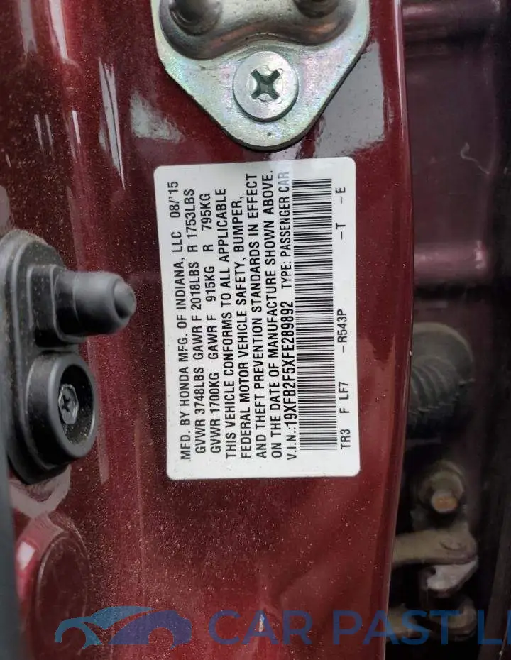19XFB2F5XFE289892# 12