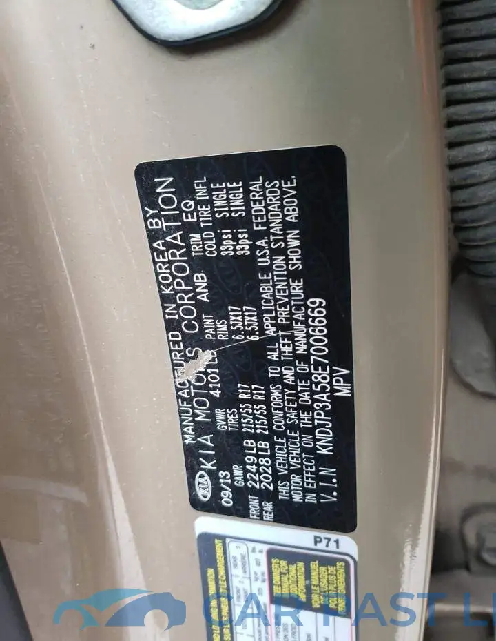 KNDJP3A58E7006669# 12