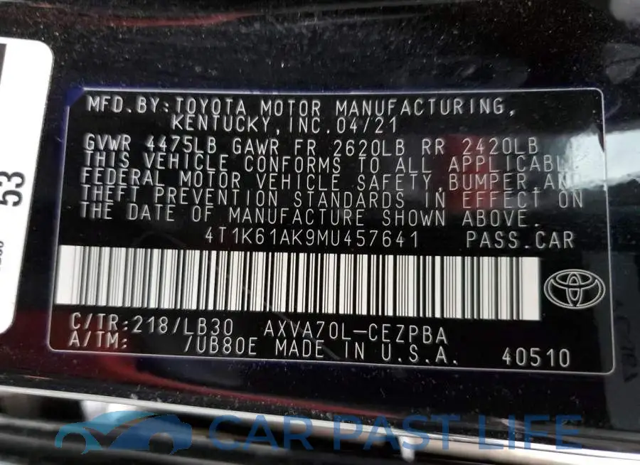 4T1K61AK9MU457641# 12