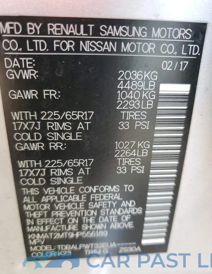 KNMAT2MT9HP556189# 14