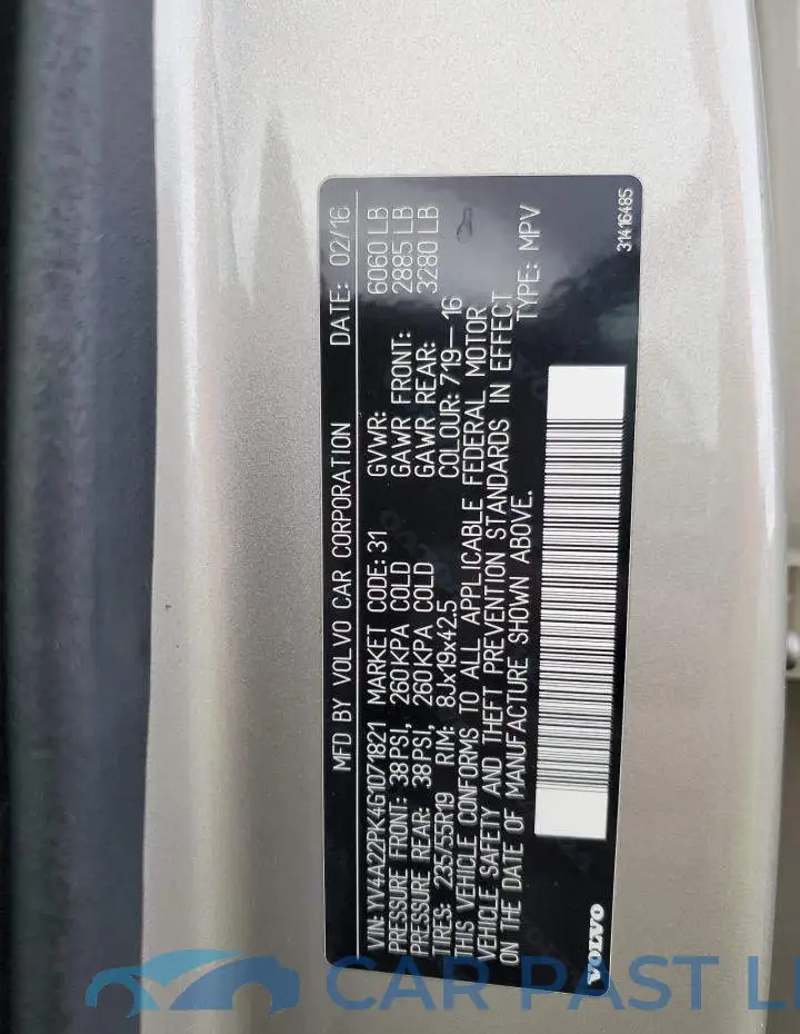YV4A22PK4G1071821# 12