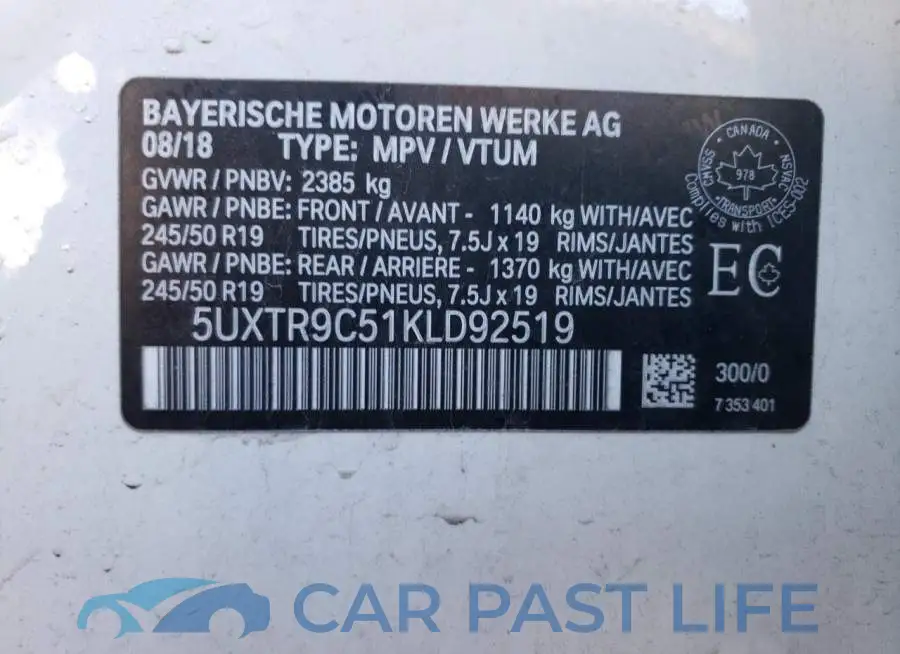 5UXTR9C51KLD92519# 13
