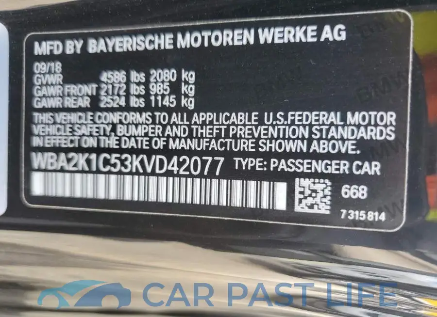 WBA2K1C53KVD42077# 12