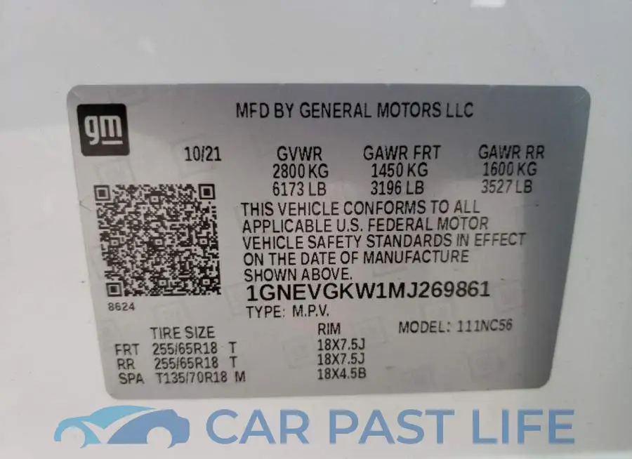 1GNEVGKW1MJ269861# 13