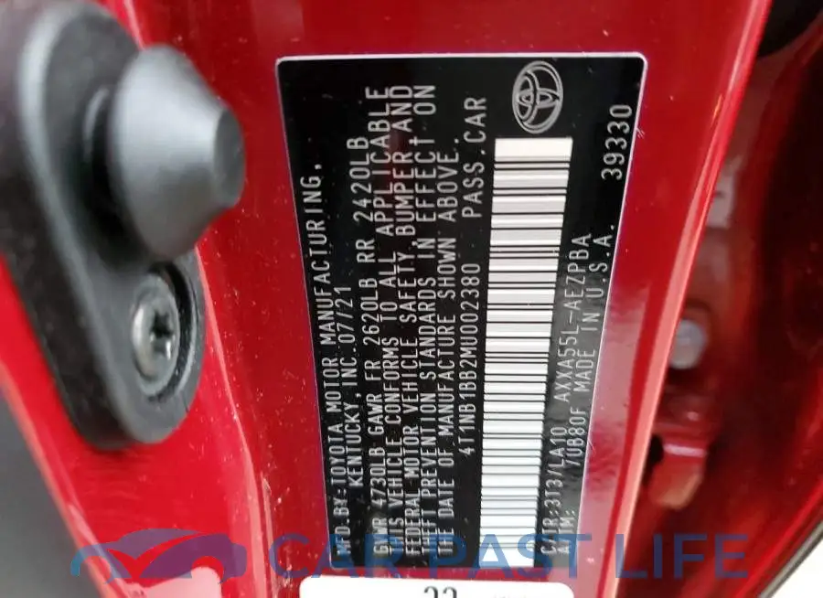 4T1NB1BB2MU002380# 12