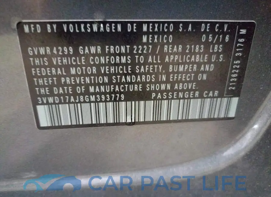 3VWD17AJ8GM393779# 10