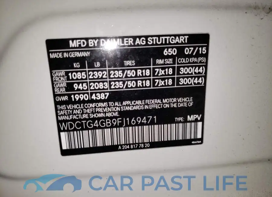WDCTG4GB9FJ169471# 10