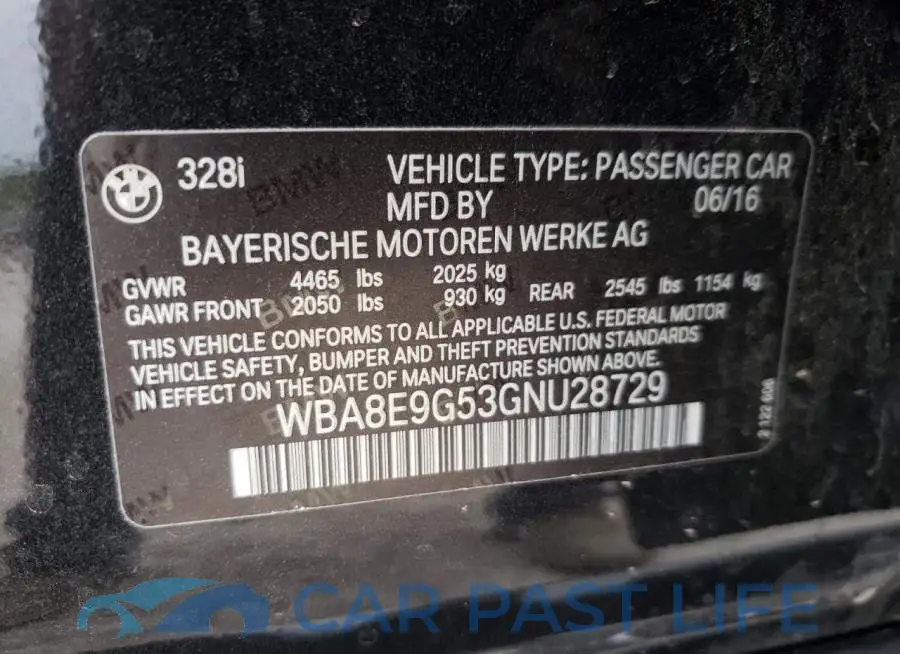WBA8E9G53GNU28729# 12