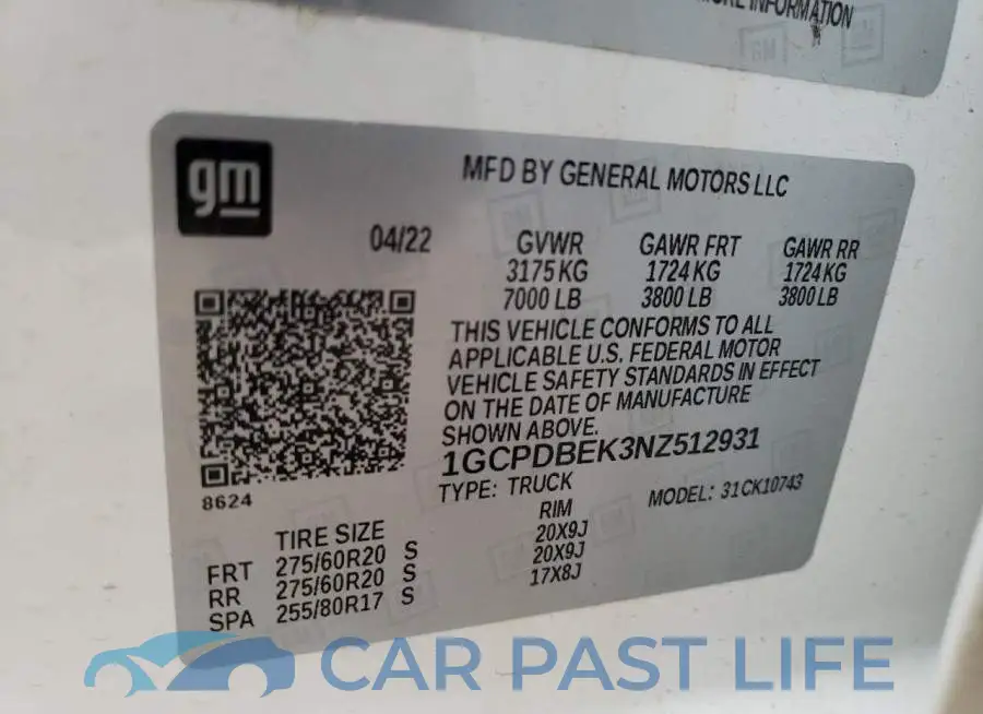 1GCPDBEK3NZ512931# 12
