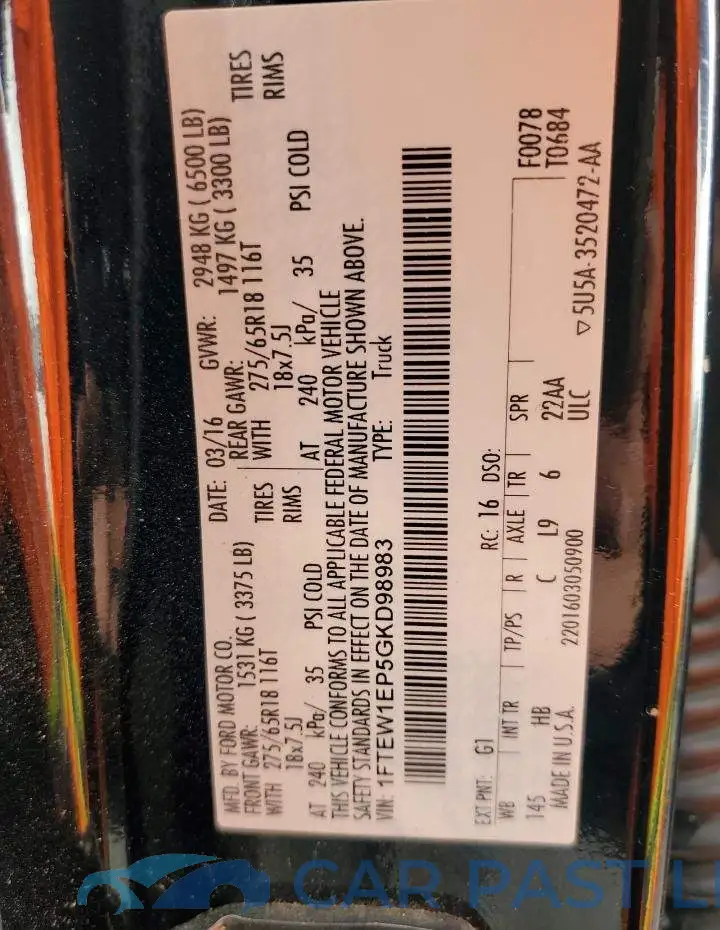 1FTEW1EP5GKD98983# 12
