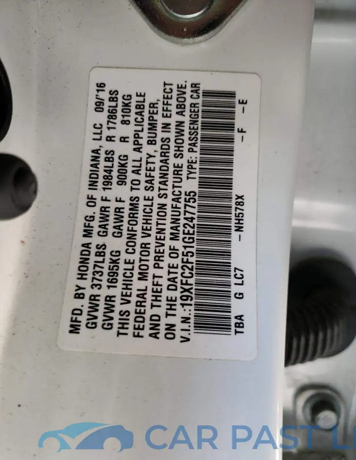 19XFC2F51GE247755# 12