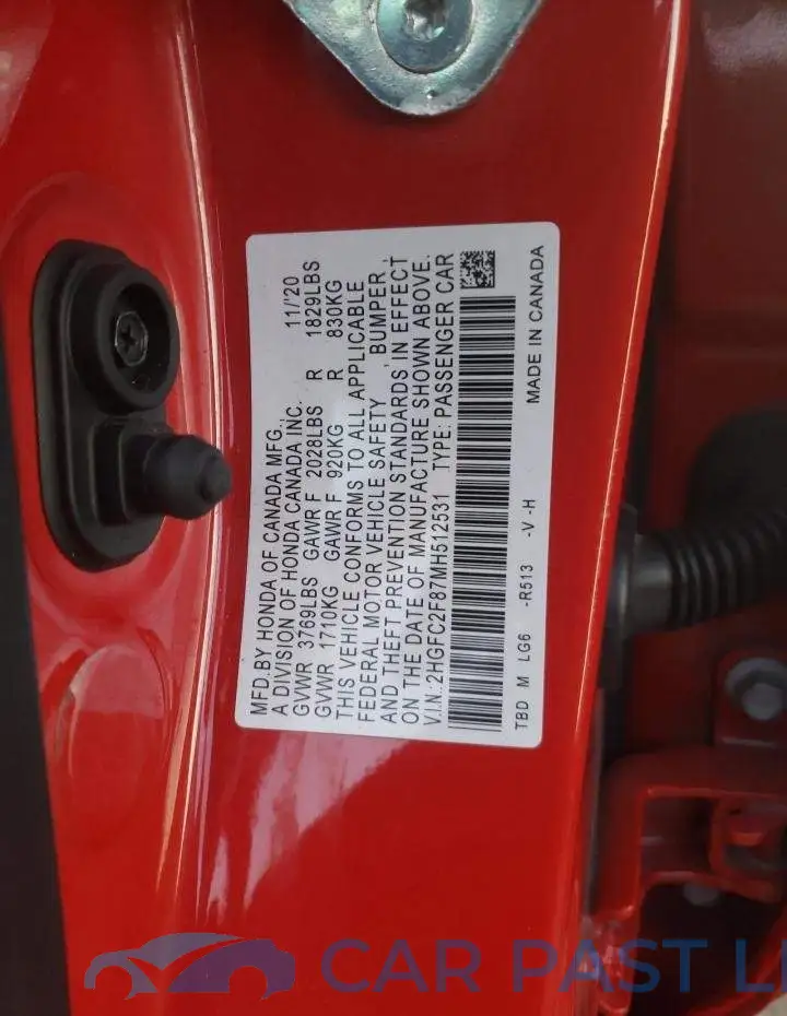 2HGFC2F87MH512531# 12