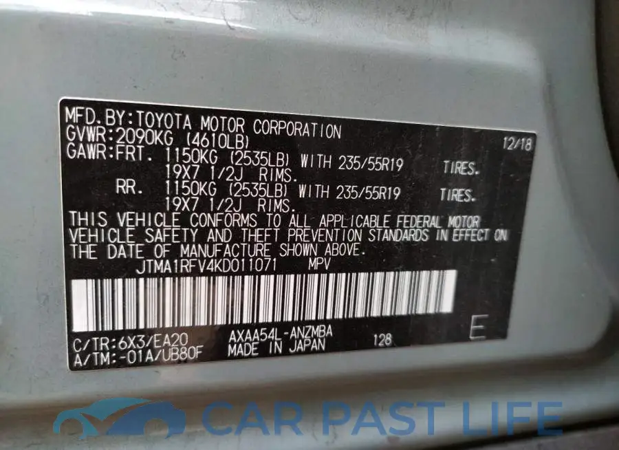 JTMA1RFV4KD011071# 12