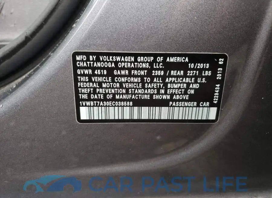 1VWBT7A30EC038588# 12