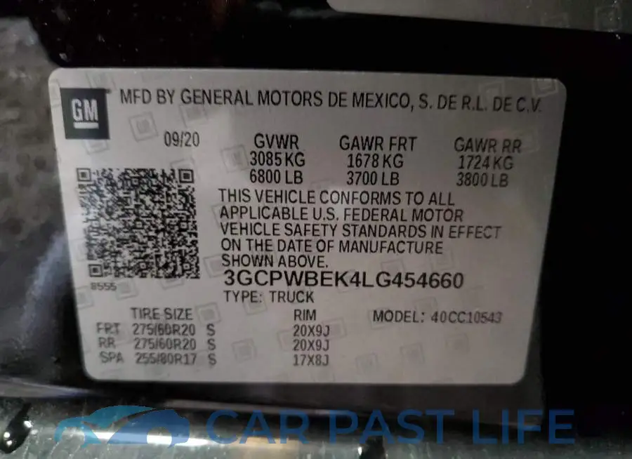 3GCPWBEK4LG454660# 12