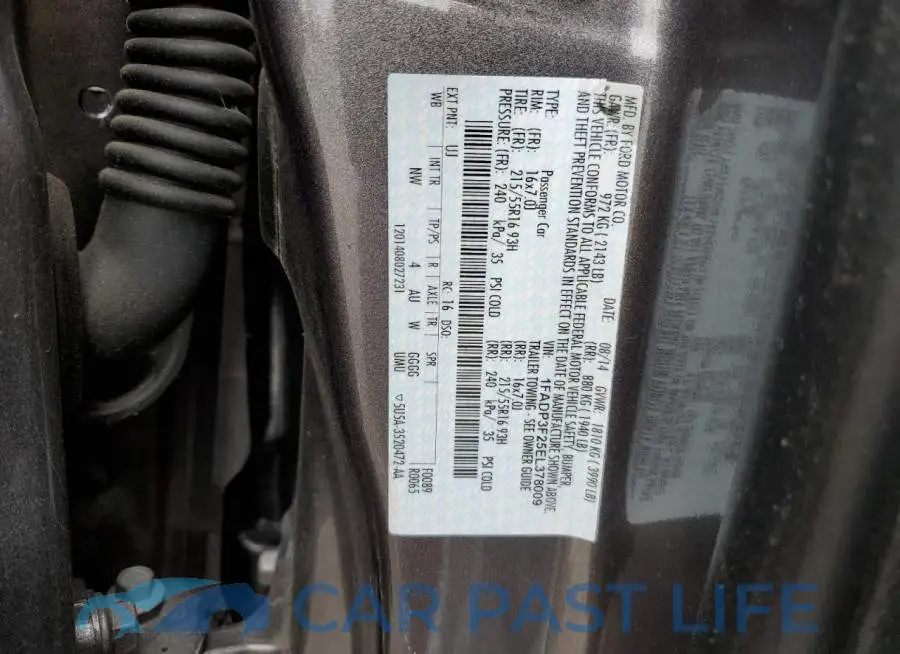 1FADP3F25EL378009# 12